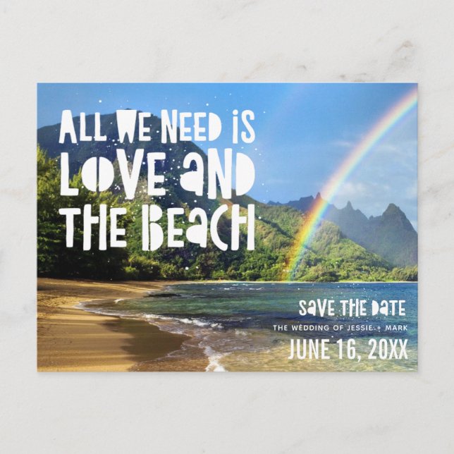 Hawaii Beach Wedding rettet die Termine Ankündigungspostkarte (Vorderseite)