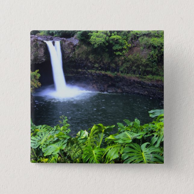 Hawaii, Big Island, Hilo, Rainbow Falls, Lush Button (Vorderseite)