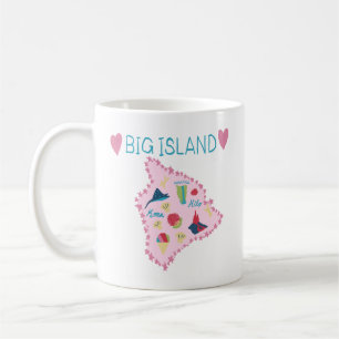 Hawaii Big Island Karte Süße Pastell-Illustration Kaffeetasse