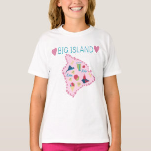 Hawaii Big Island Karte Süße Pastell-Illustration  T-Shirt