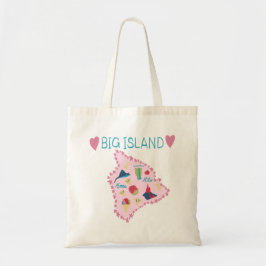 Hawaii Big Island Karte Süße Pastell-Illustration  Tragetasche