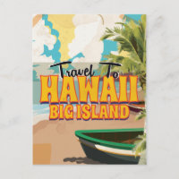 Hawaii Big Island Wedge Vintage Travel Poster