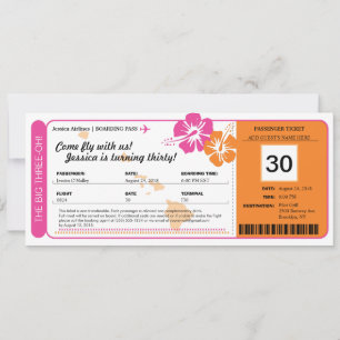 Hawaii Birthday Boarding Pass Einladung