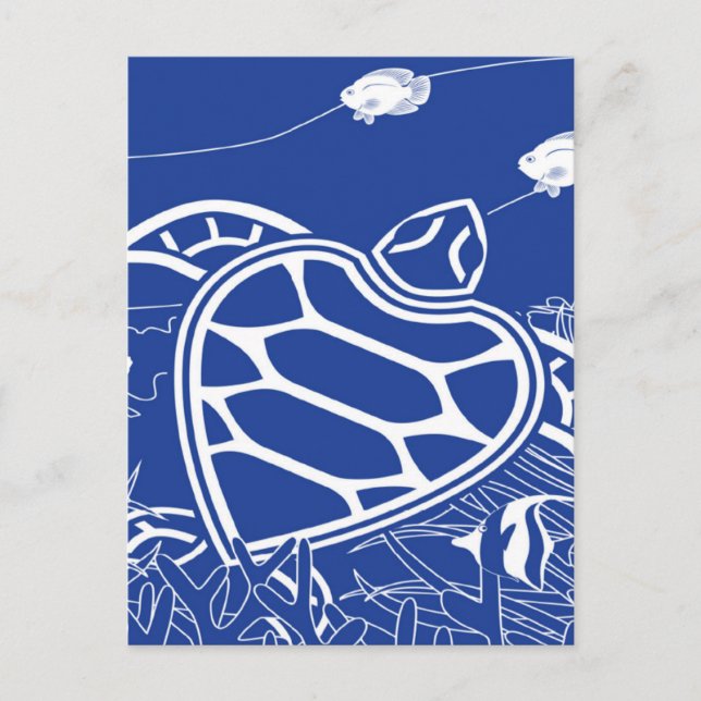 Hawaii Blue Turtle Postkarte (Vorderseite)
