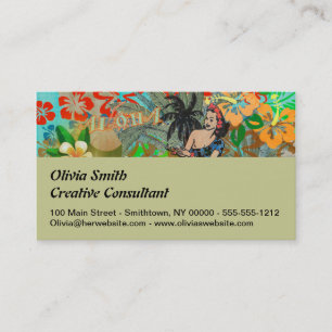 Hawaii Blume Hula Vintage Blumengrafik Visitenkarte