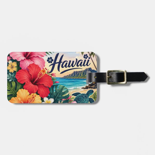 Hawaii Blumen Gepäckanhänger (Vorderseite horizontal)