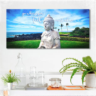 Hawaii Buddha Coastal Foto Inspiration Zitat Leinwanddruck