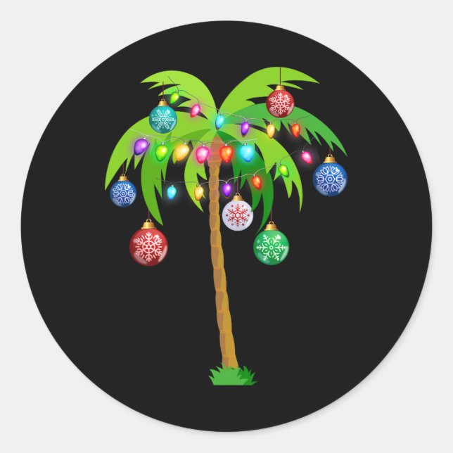 Hawaii Christmas Palme Tropical Xmas Coconut L Runder Aufkleber (Vorderseite)