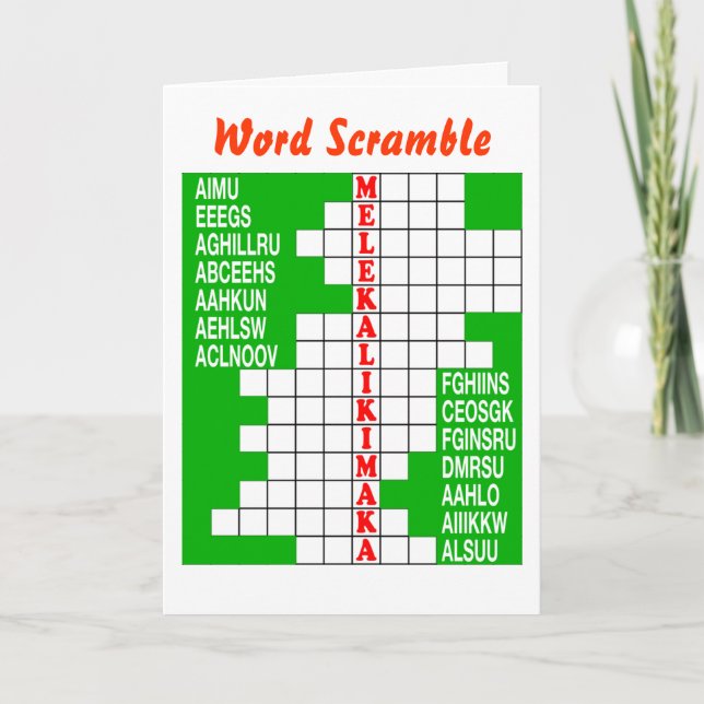 Hawaii Christmas Word Scramble Feiertagskarte (Vorderseite)