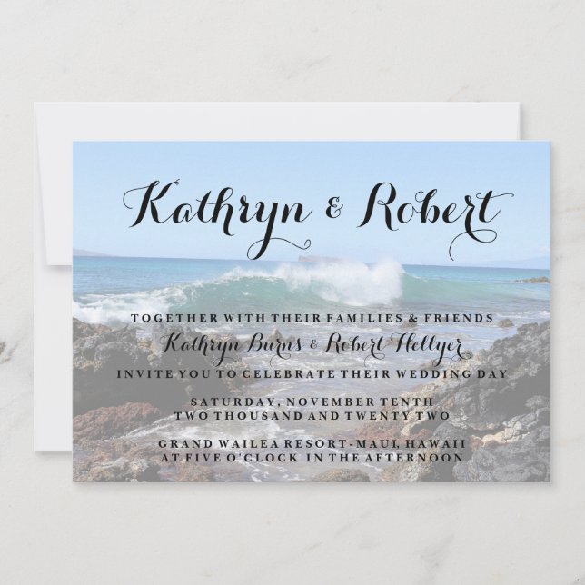 Hawaii Coast Makena Cove Wedding Einladung (Vorderseite)
