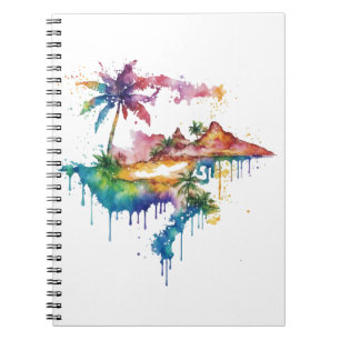 Hawaii Design mit bunten Spritzern Notizblock