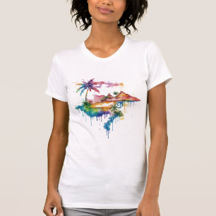 Hawaii Design mit bunten Spritzern T-Shirt