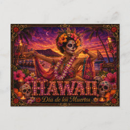 Hawaii Día de los Muertos Retro Postkarte