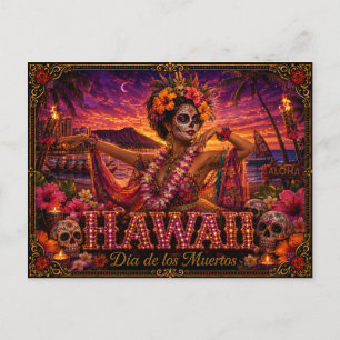 Hawaii Día de los Muertos Retro Postkarte
