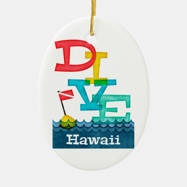 Hawaii Dive - farbenfrohe Scuba Keramik Ornament (Vorne)