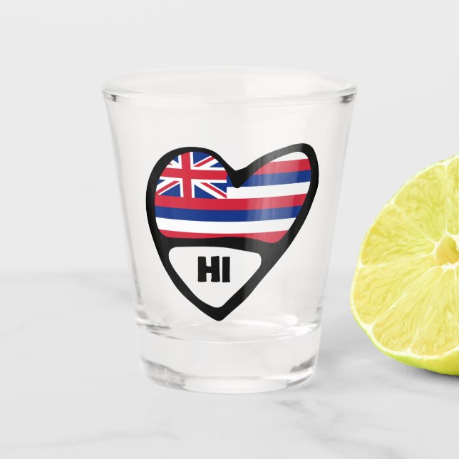 Hawaii, Drapeau D'État HI En Coeur, Verre Tiré (Devant)