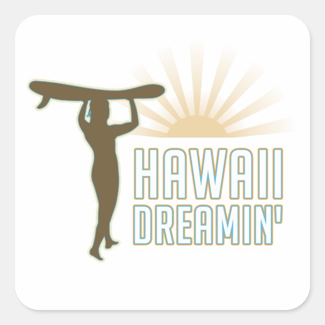 Hawaii Dreaming Quadratischer Aufkleber (Vorderseite)
