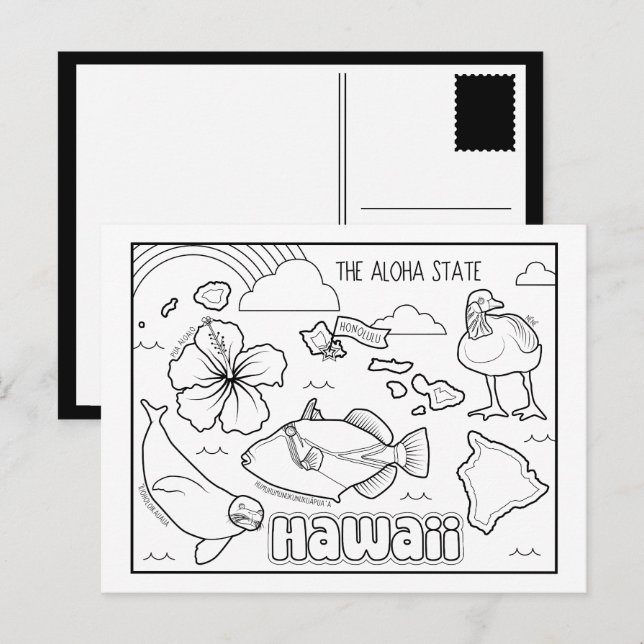 Hawaii-Farbkollage Postkarte (Vorne/Hinten)