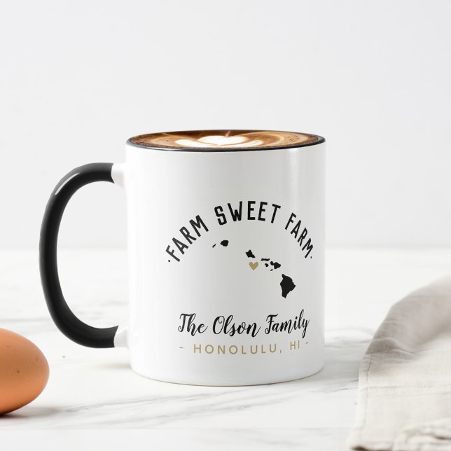 Hawaii Farm Sweet Farm Famille Monogramme Mug (Créateur téléchargé)
