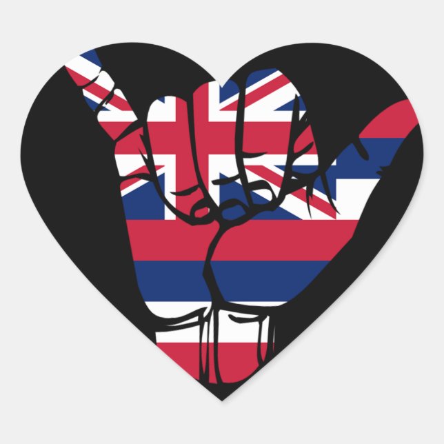 Hawaii Flag Shaka Sign Herz-Aufkleber (Vorderseite)