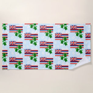 Hawaii-Flagge und grüne Meeresschildkröten Strandtuch