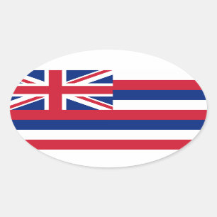Hawaii* Flaggen-Euro-Ähnliches Oval Ovaler Aufkleber