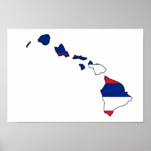 Hawaii-Flaggen-Karte Poster
