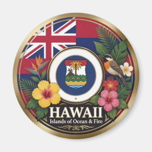 Hawaii-Flaggsiegel und Insel-Symbole ✦ Magnet