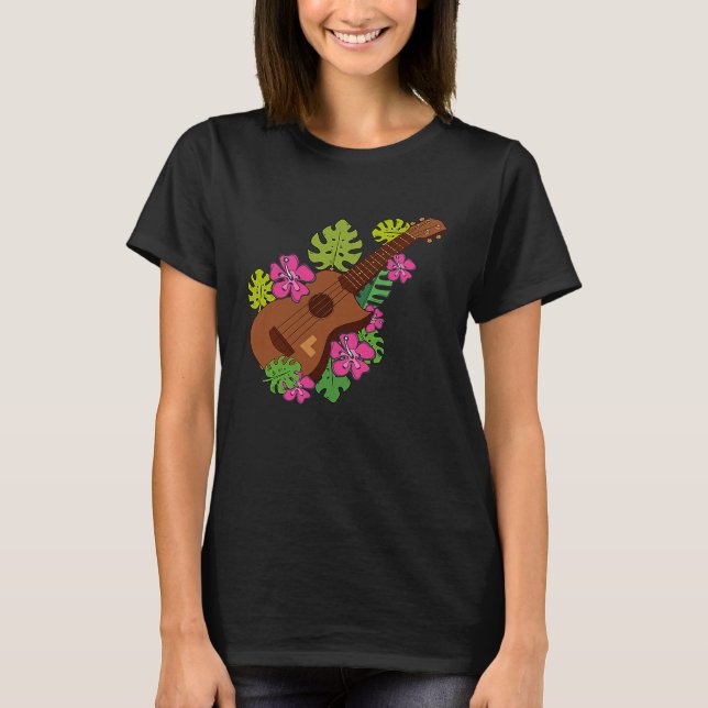 Hawaii Floral Ukulele  Player Music  Graphic T-Shirt (Vorderseite)