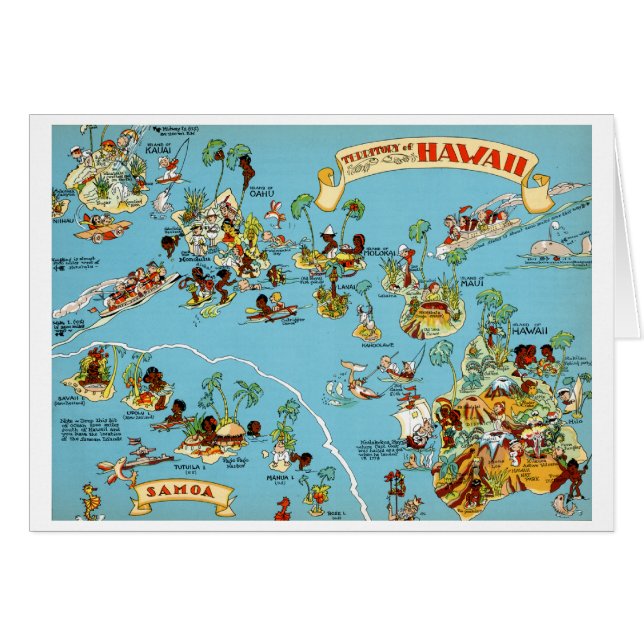 Hawaii Funny Vintag Map (Vorderseite (Horizontal))