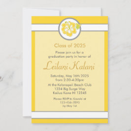 Hawaii-Gelb-Thema Hibiskus Abschluss Einladung