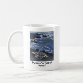 Hawaii Green Sea Turtle on Black Sand Beach  Coffe Kaffeetasse
