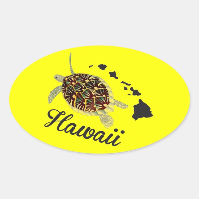 Hawaii Green Sea Turtle Ovaler Aufkleber (Vorderseite)