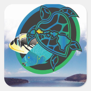 Hawaii Green Sea Turtle Quadratischer Aufkleber
