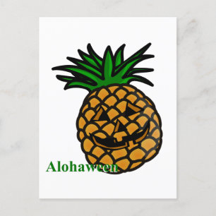 Hawaii-Halloween-Ananas-Alohaween Einladungspostkarte