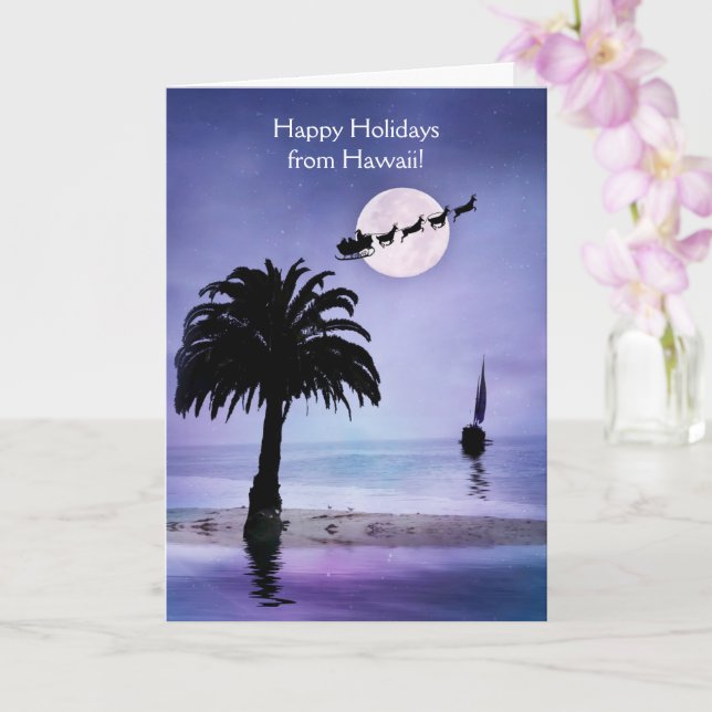Hawaii Happy Holidays Coastal Beach Sailboat Card Karte (Orchidee)