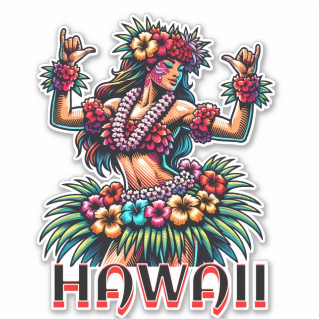 Hawaii | Hawaiian Hula Dancer Aufkleber (Vorderseite)