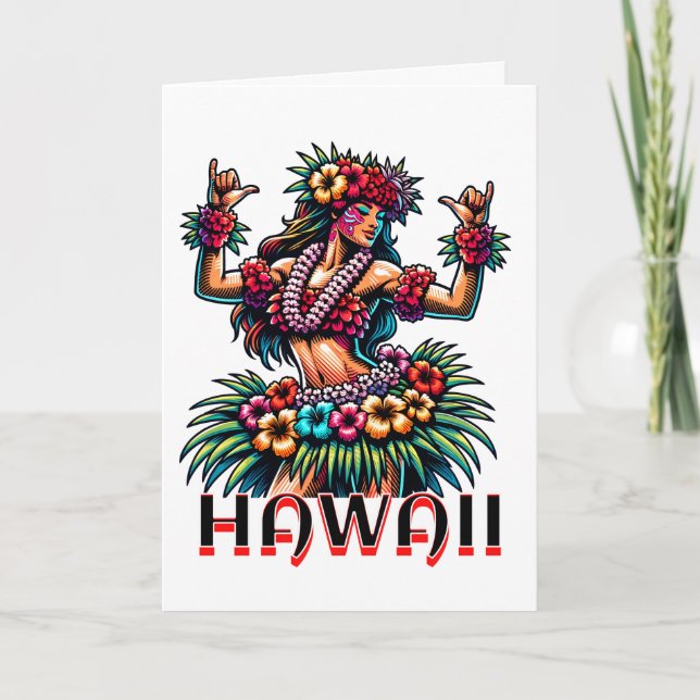 Hawaii | Hawaiian Hula Dancer | Sprichwort Hi Karte (Vorderseite)
