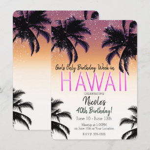 Hawaii Hawaiian Island Summer Girls Birthday Party Einladung