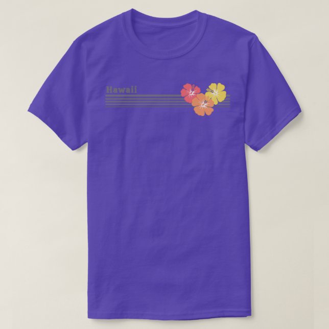 Hawaii Hawaiianischer Hibiskus Streifen Tropische  T-Shirt (Design vorne)