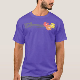 Hawaii Hawaiianischer Hibiskus Streifen Tropische  T-Shirt