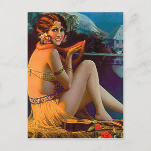 Hawaii, Hawaiianisches Button-Up Girl, Jahrgang-Re Postkarte