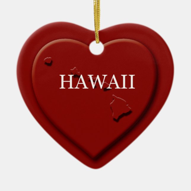 Hawaii Herzkarte Weihnachtsmuseum Keramikornament (Vorne)