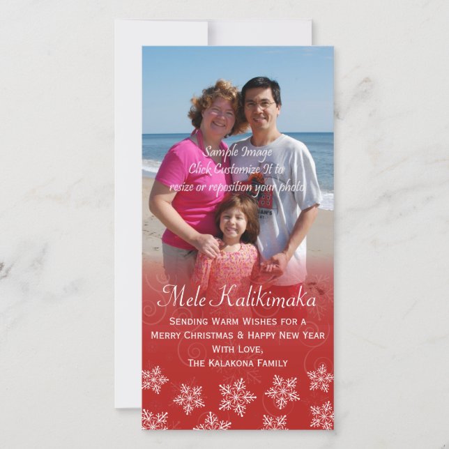 Hawaii Hibiscus Snowflake Carte photo de Noël (Devant)