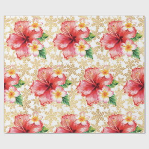 Hawaii-Hibiskus-Blüten-Weihnachtsmotive Geschenkpapier