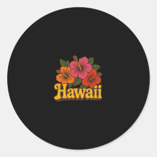 Hawaii-Hibiskus-Illustration Hawaiian Urlaub 1 Runder Aufkleber