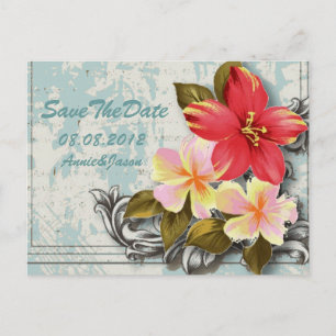 Hawaii Hibiskus tropische Hochzeit Termin vormerke Ankündigungspostkarte