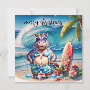 Hawaii-Hippopotamus feiert Weihnachten am Strand