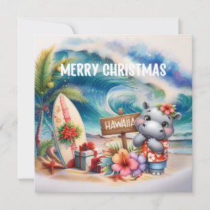 Hawaii-Hippopotamus feiert Weihnachten am Strand