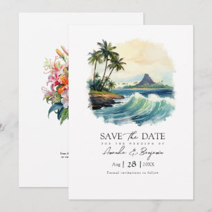 Hawaii-Hochzeit in Urlaubsort QR-Code Save The Date